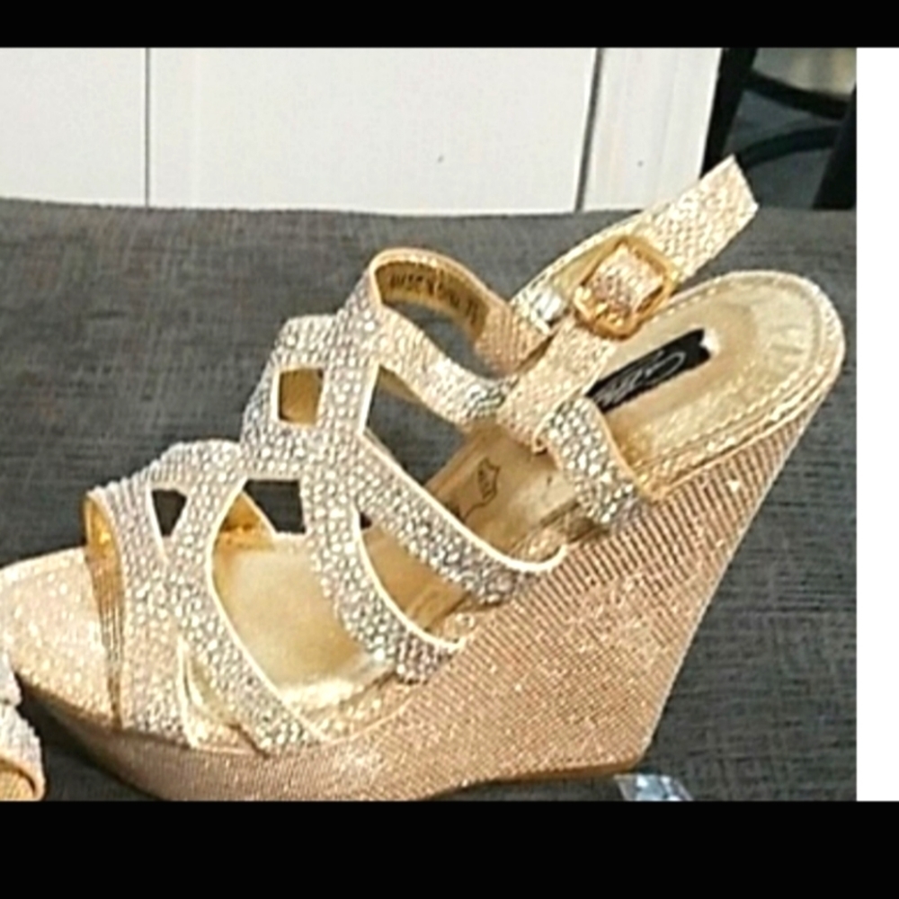 Cathy Din: Dahlia Wedges | Rhinestoned Straps- Blinged Out!!! NWT!! - Picture 2 of 12